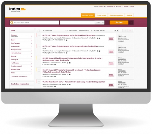 Demozugang-Redline Screen index Anzeigendaten BlueLine