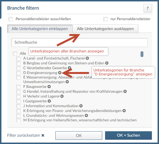2018-05_Unterkategorien_Web index Anzeigendaten: Branche filtern