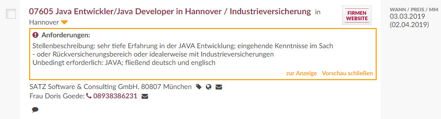 Anforderungen ausklappen Anforderungen ausklappen