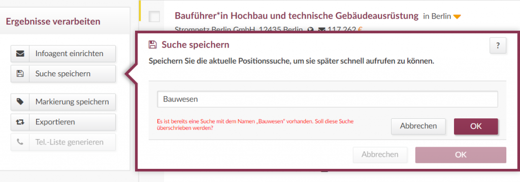 Suche-speichern Suche speichern