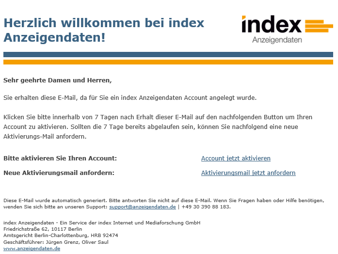 Screenshot-Herzlich-willkommen-bei-index-Anzeigendaten Bestätigungsmail "Herzlich willkommen bei index Anzeigendaten"