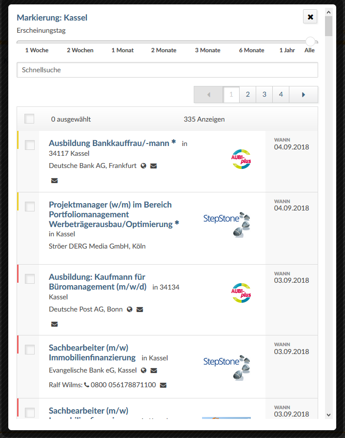 index Anzeigendaten: Markierungen